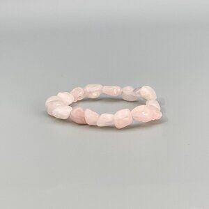 Rose Quartz Chakra Boho Stretch Bracelet, The Stone of Love, Anniversary Gift Id